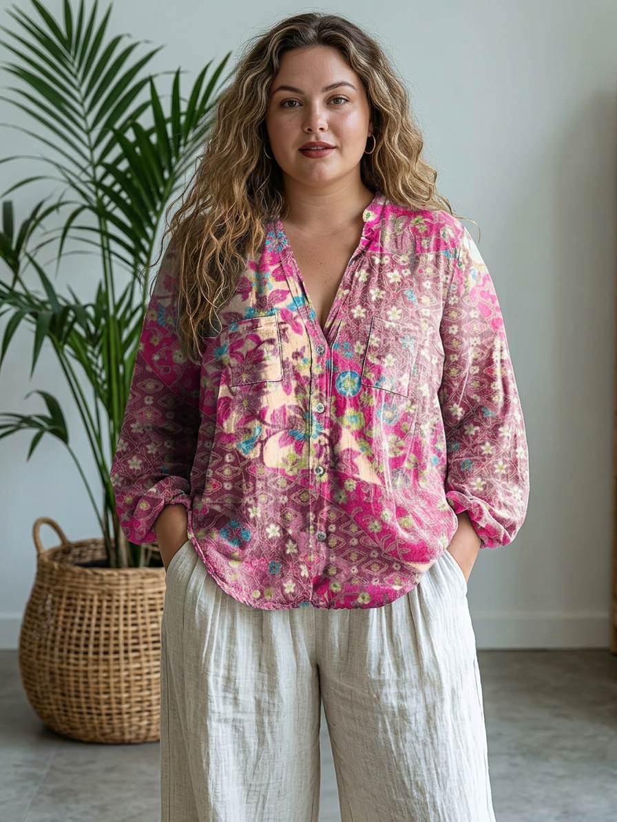 Rin | Vintage Floral Art Print Casual Long Sleeve
