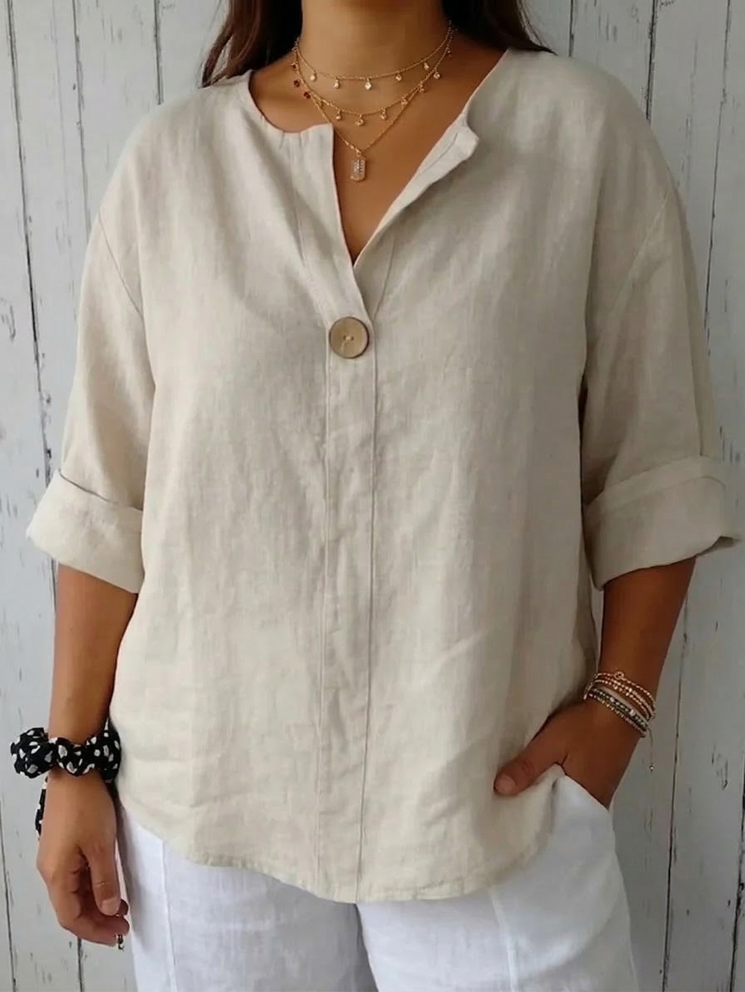Lucienne - Casual V-Neck Blouse