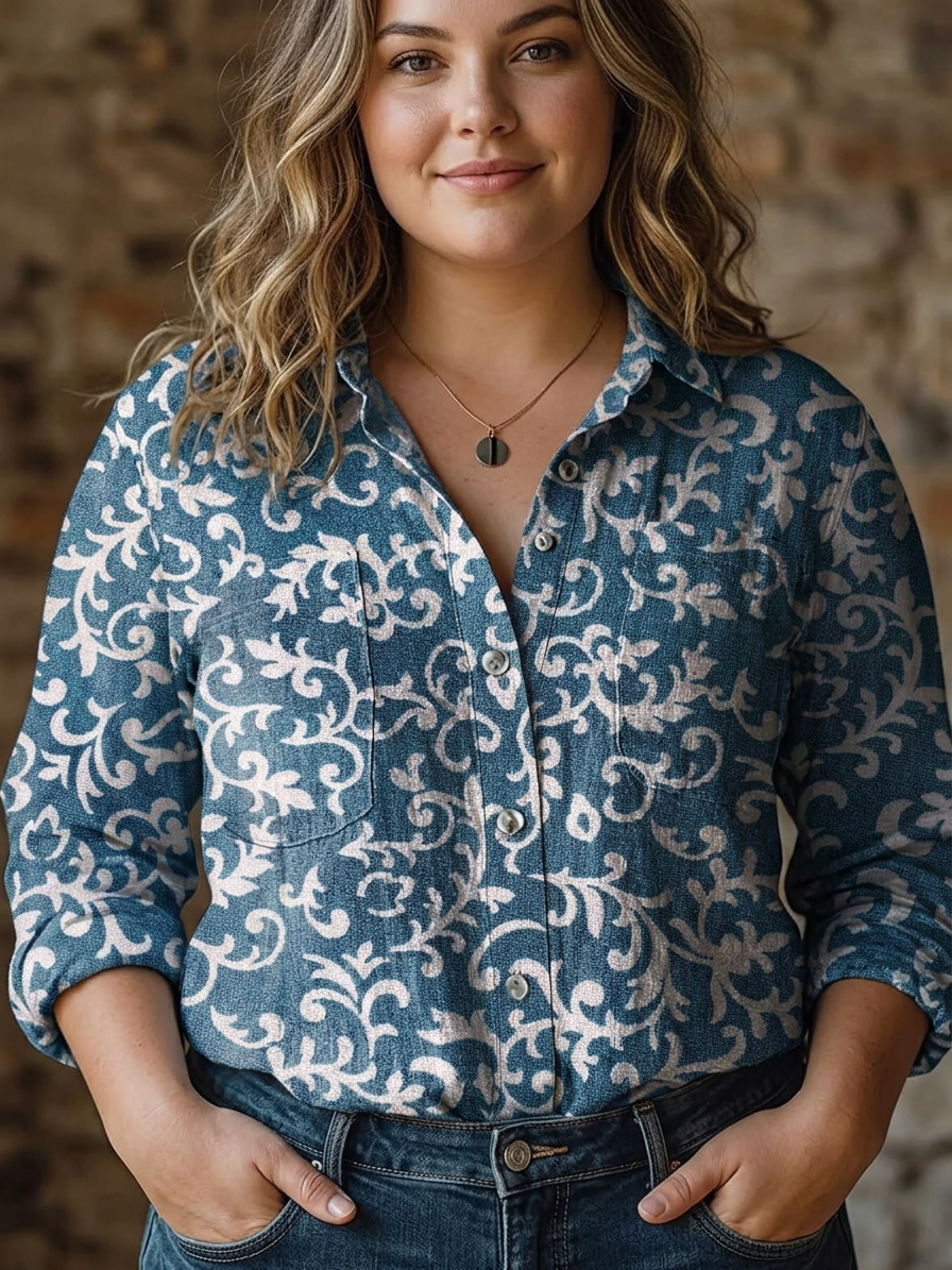 Yasmin | Vintage Floral Art Print Casual Long Sleeve