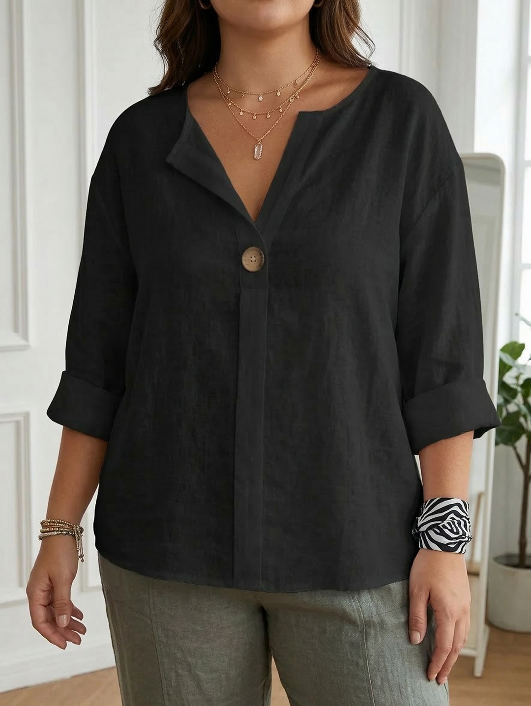 Lucienne - Casual V-Neck Blouse