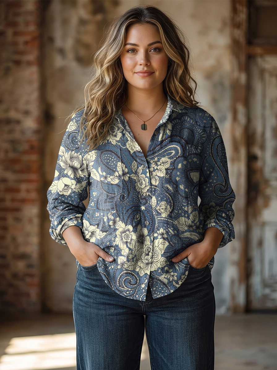 Ines | Paisley Pattern Print Casual Long Sleeve