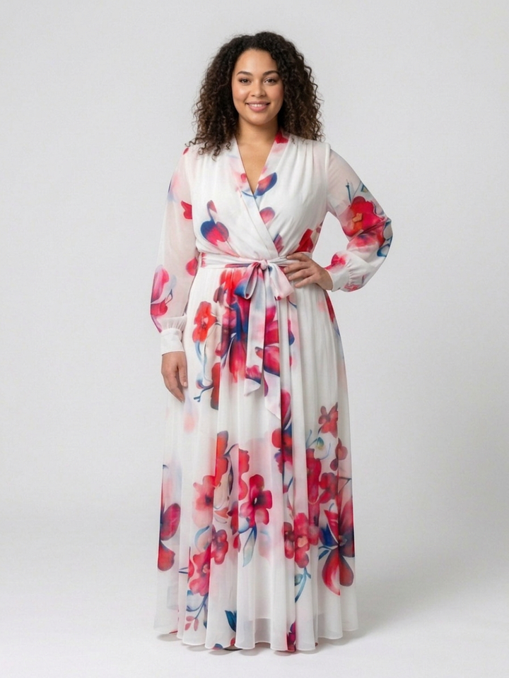 Layla | Floral Long Sleeve Wrap Maxi Dress