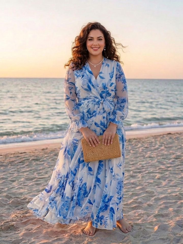 Layla | Floral Long Sleeve Wrap Maxi Dress