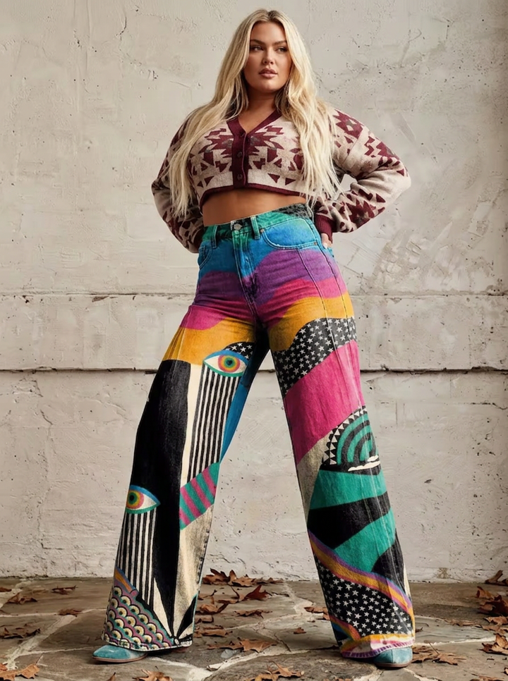 Evadne - Flared Trousers Boho Chic
