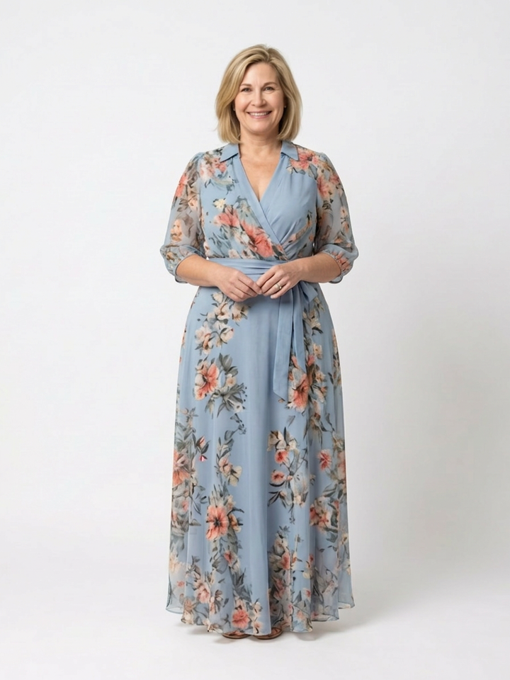 Hedda | Floral Wrap V Neck Maxi Dress