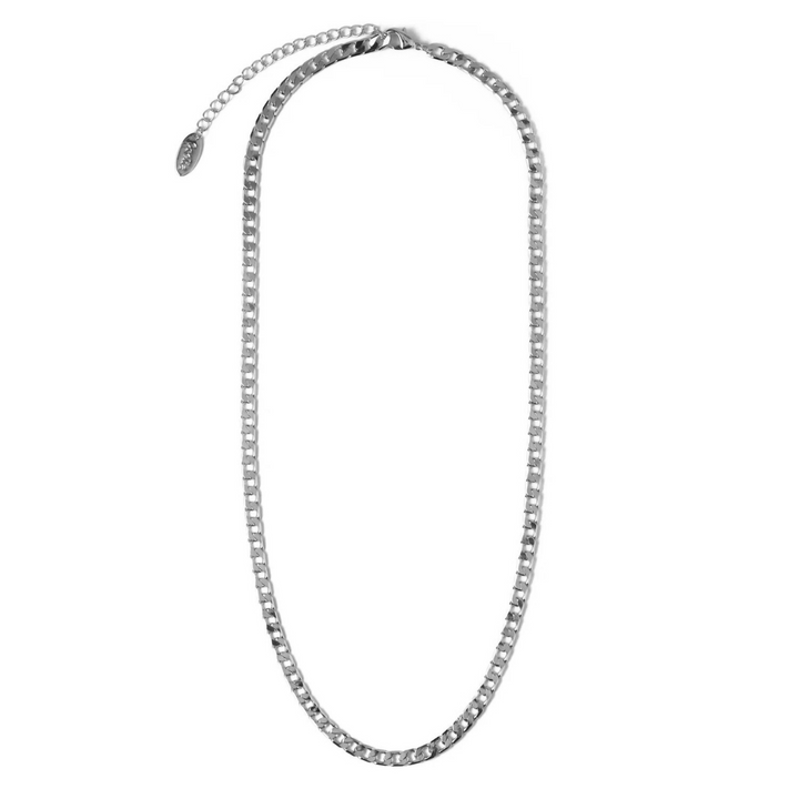 Yara Link Curb Chain Necklace | White Gold